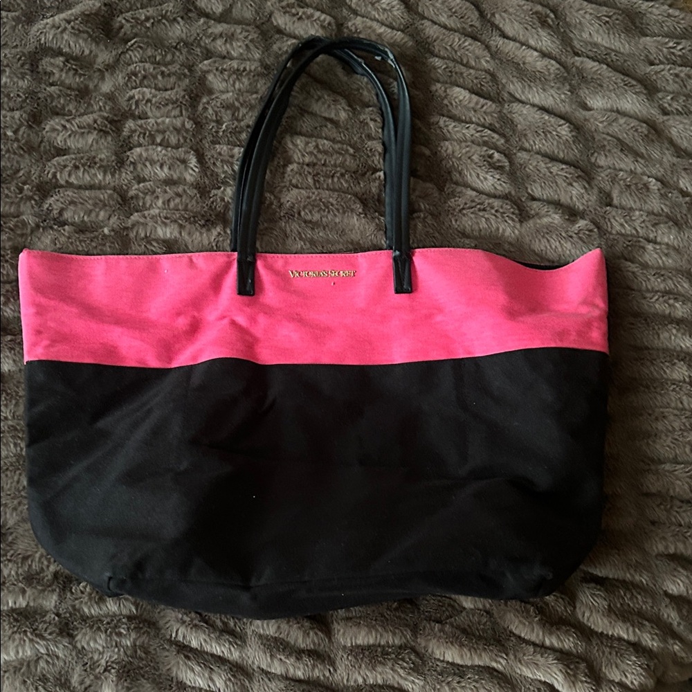 Victoria's Secret Two-Tone Pink and Black Tote